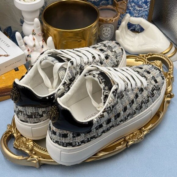 🆕 KURT GEIGER LONDON 🧿 NWOB Laney Tweed Eagle Low Top Sneakers, Sz EU40 US 9 - Picture 7 of 12